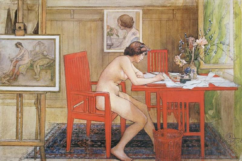 Carl Larsson Model,Writing picture-Postals China oil painting art